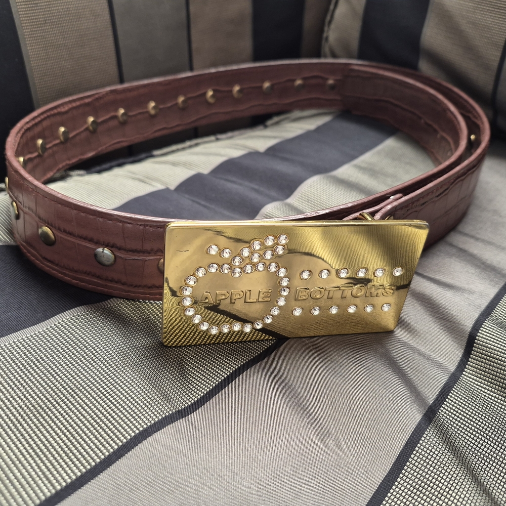 Apple Bottoms Maroon Belt with Gold Studded Buckle